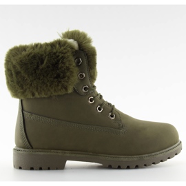 Botas de madeira verde quente com pele