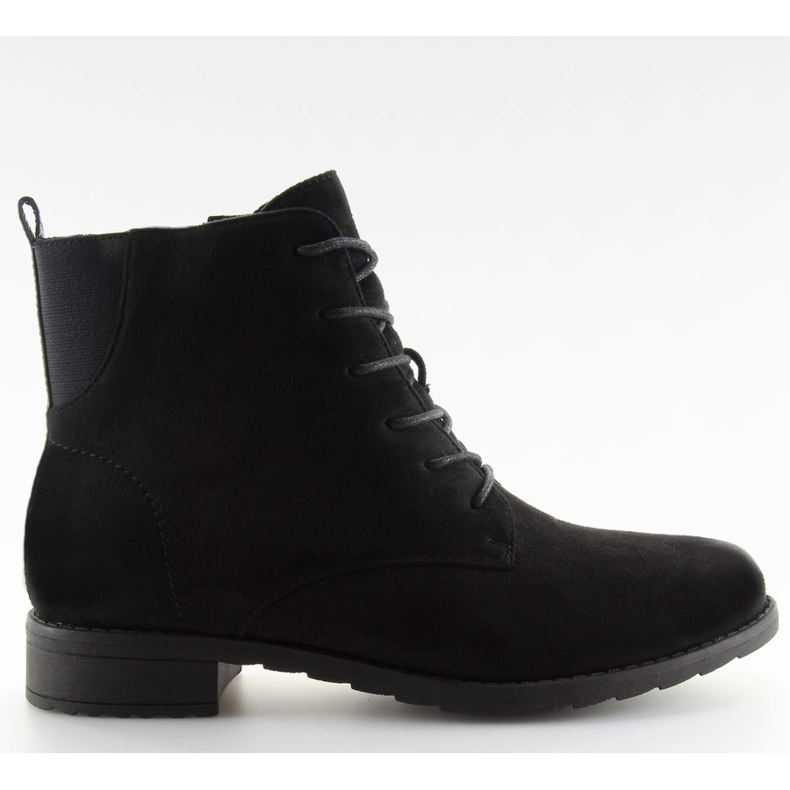 Botas de camurça preta com cadarço preto Botas de camurça preta com cadarço preto