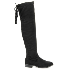Yes Mile Botas acima do joelho com franjas preto