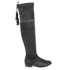 Yes Mile Botas over the knee com franjas cinza Yes Mile Botas over the knee com franjas cinza