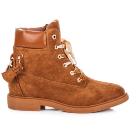 Ideal Shoes Trabalhadores de camurça amarrados com uma fita marrom