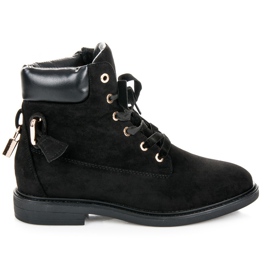 Ideal Shoes Trabalhadores de camurça amarrados com uma fita preto Ideal Shoes Trabalhadores de camurça amarrados com uma fita preto