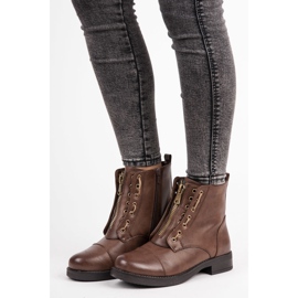 Ch. Creation Botas de trabalhador amarradas castanho