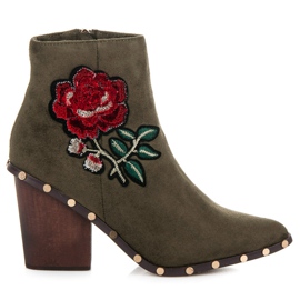 Vices Botas Com Flor Bordada verde