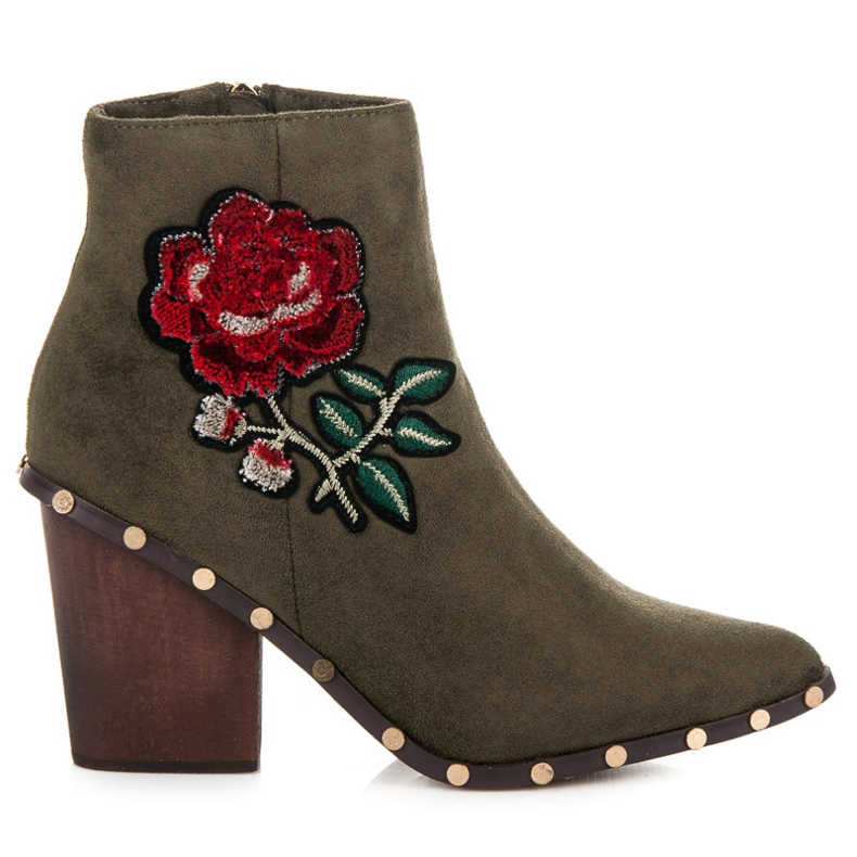 Vices Botas Com Flor Bordada verde