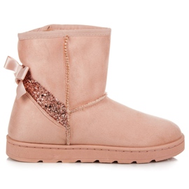Vices Botas de neve de pele com glitter rosa Vices Botas de neve de pele com glitter rosa
