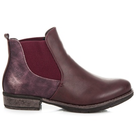 Bello Star Botas marrons com saltos planos vermelho