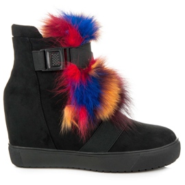 Vices Botas de cunha com pelo preto Vices Botas de cunha com pelo preto