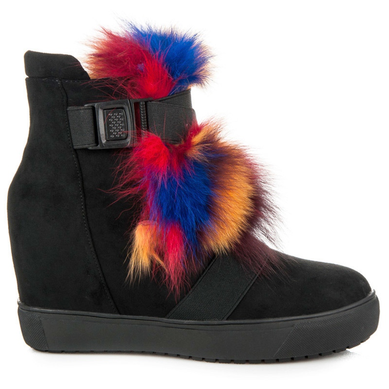 Vices Botas de cunha com pelo preto