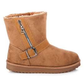 Botas de neve com fivela castanho