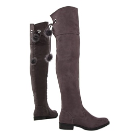 Botas mosqueteiras Mocha com pompons multicolorido castanho Botas mosqueteiras Mocha com pompons multicolorido castanho