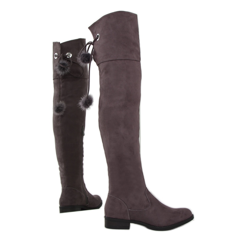 Botas mosqueteiras Mocha com pompons multicolorido castanho