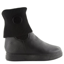 Botas com cabedal de lã preto NB30 Preto