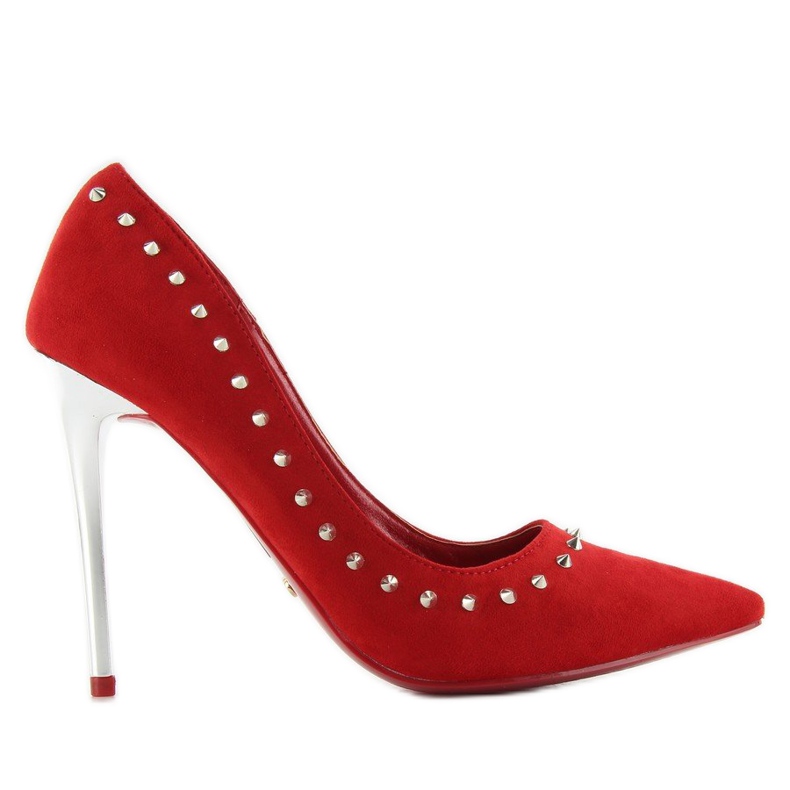 Salto de camurça com tachas vermelho nf-04p vermelho
