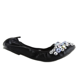 Bailarinas com pedras pretas C87 black preto