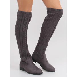 Botas com cabedal de fios cinza e cinza