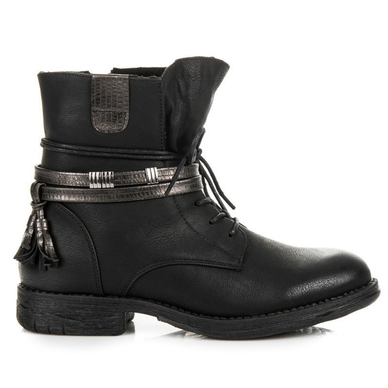 Queentina Botas pretas fechadas com zíper preto