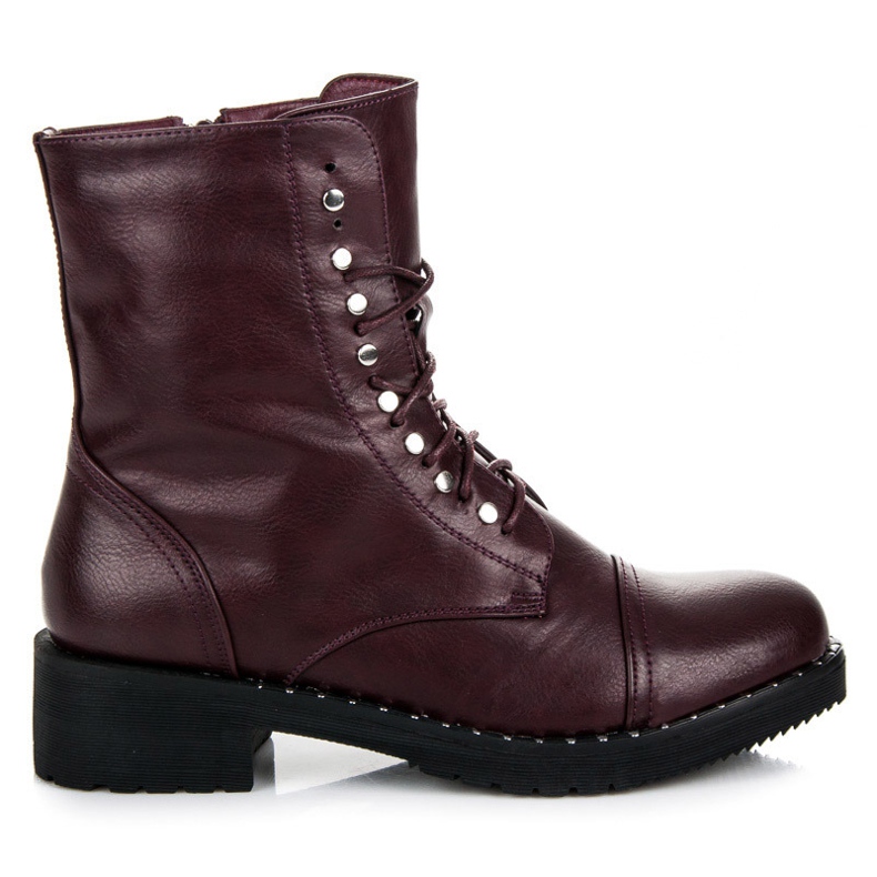 Anesia Paris Botas amarradas cor de vinho vermelho