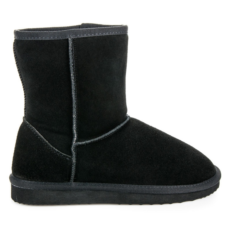 Coco Perla Botas de neve de couro para mulher preto