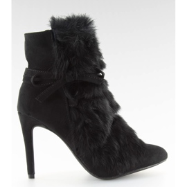 Botas pretas de salto alto com pelo preto 1319 Preto Botas pretas de salto alto com pelo preto 1319 Preto