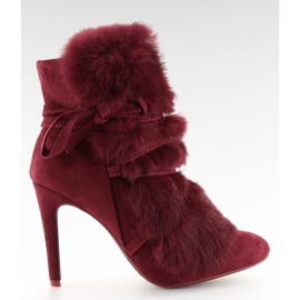 Botas de salto alto com pele clarete 1319 W. Vermelho multicolorido