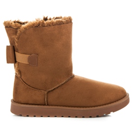 Mukluki de camurça com laço marrom