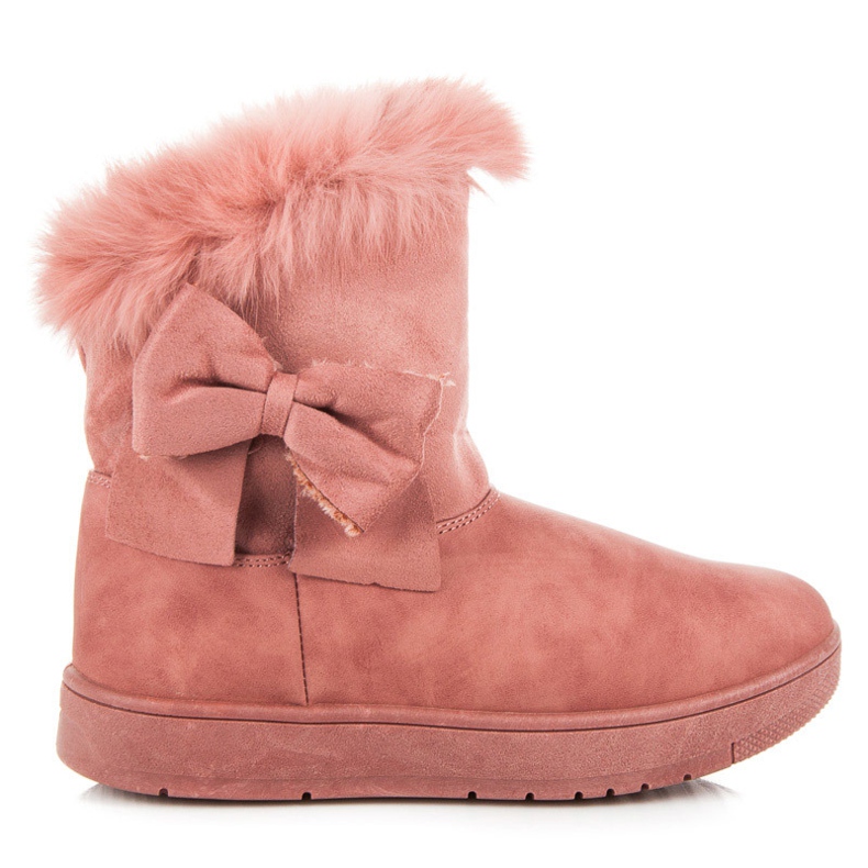 Botas de neve com laço rosa