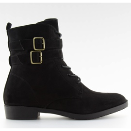Botas com cadarço camurça preta H7187 preto Botas com cadarço camurça preta H7187 preto