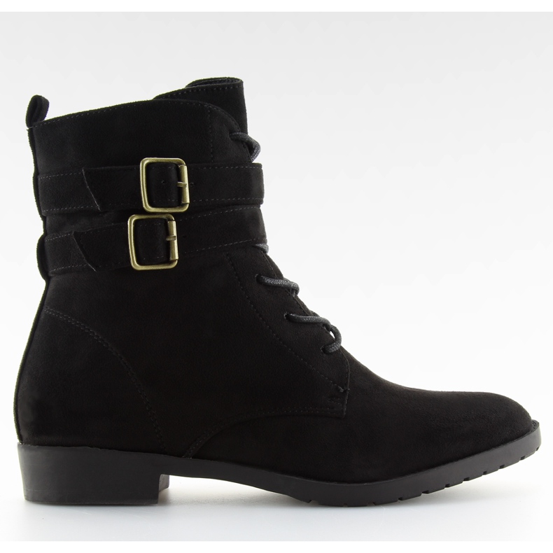 Botas com cadarço camurça preta H7187 preto