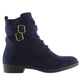 Botas com atacadores camurça azul marinho H7187 azul azul-marinho