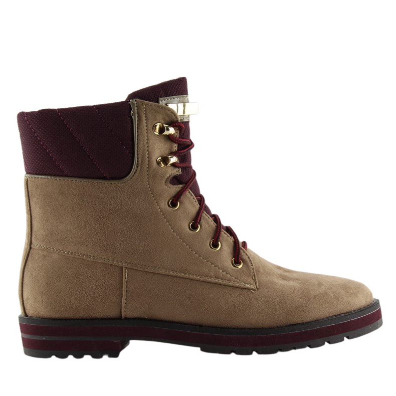 Botas com atacadores bege 1539 Khaki cáqui