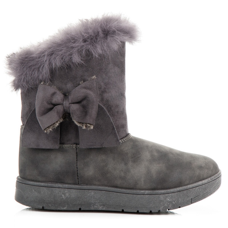 Botas de neve com laço cinza