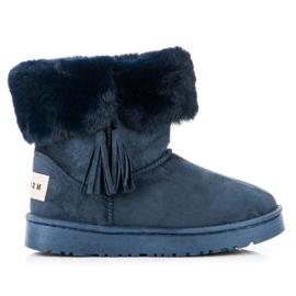 Bella Paris Mukluki com franjas azul marinho