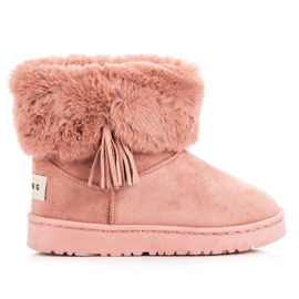 Bella Paris Mukluki com franjas rosa