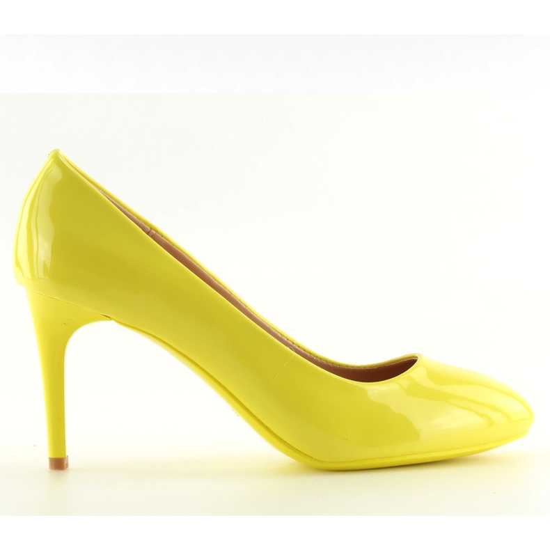 Bombas para mulheres envernizadas amarelo amarelo