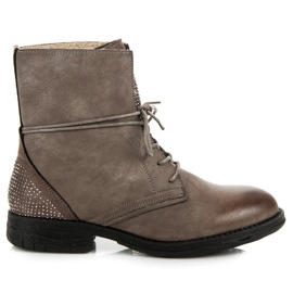 Queentina Botas de trabalho com cristais marrom