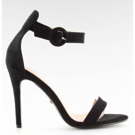 Sandália preta NF-17 preta com salto alto preto