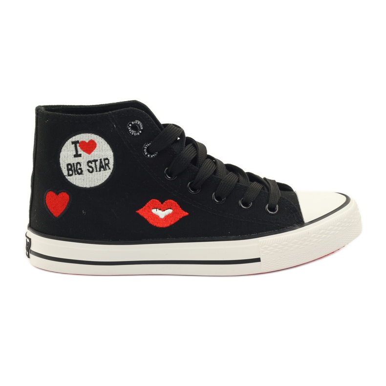 Big star 274014 tênis amarrado branco preto vermelho
