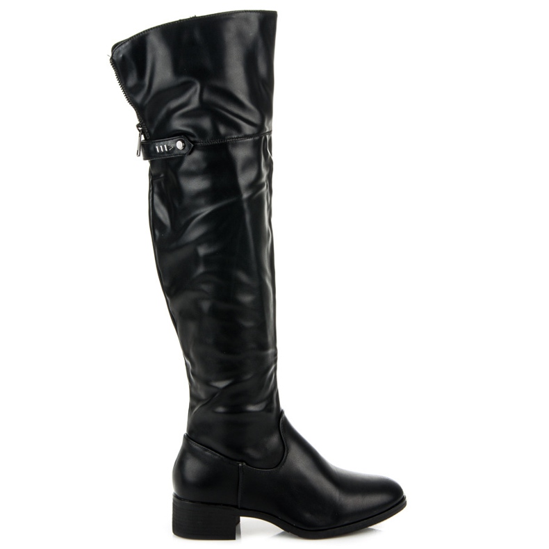 Botas pretas acima do joelho preto