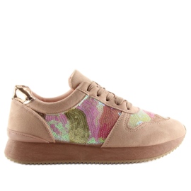 Sapatos esportivos com lantejoulas rosa LH10P rosa amarelo