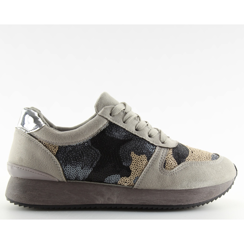 Tênis esportivo com lantejoulas cinza LT.GRAY amarelo