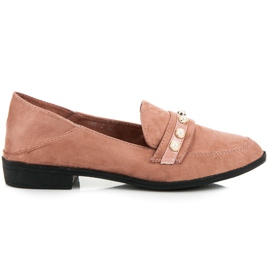 Sixth Sense sapatos de camurça com pérolas rosa