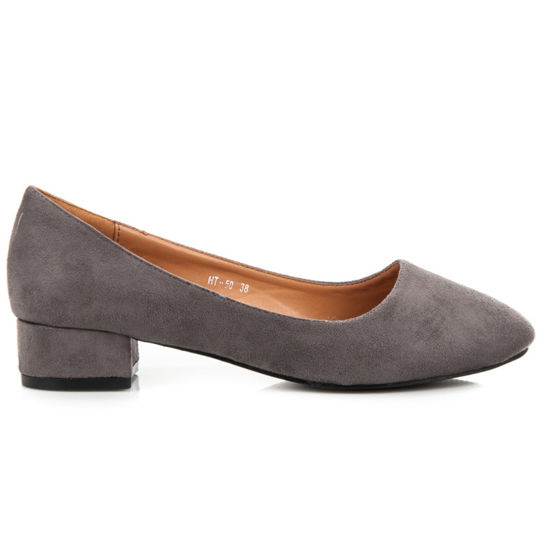 Sapatos de camurça com salto baixo cinza