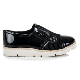 Vinceza Sapatos lacados com malha preto