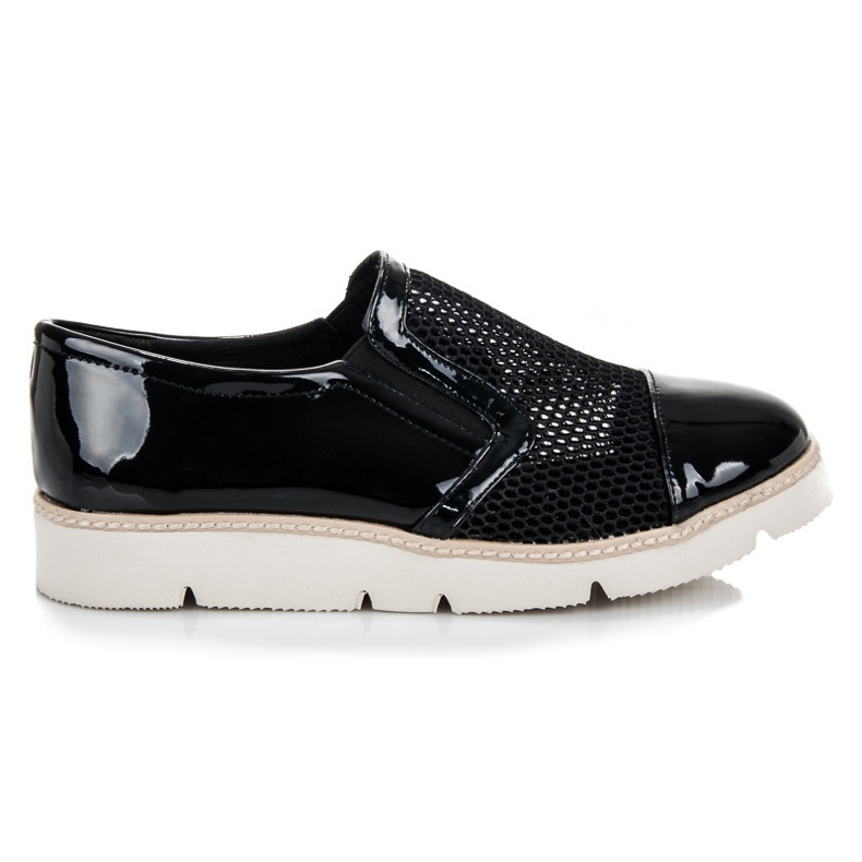 Vinceza Sapatos lacados com malha preto Vinceza Sapatos lacados com malha preto