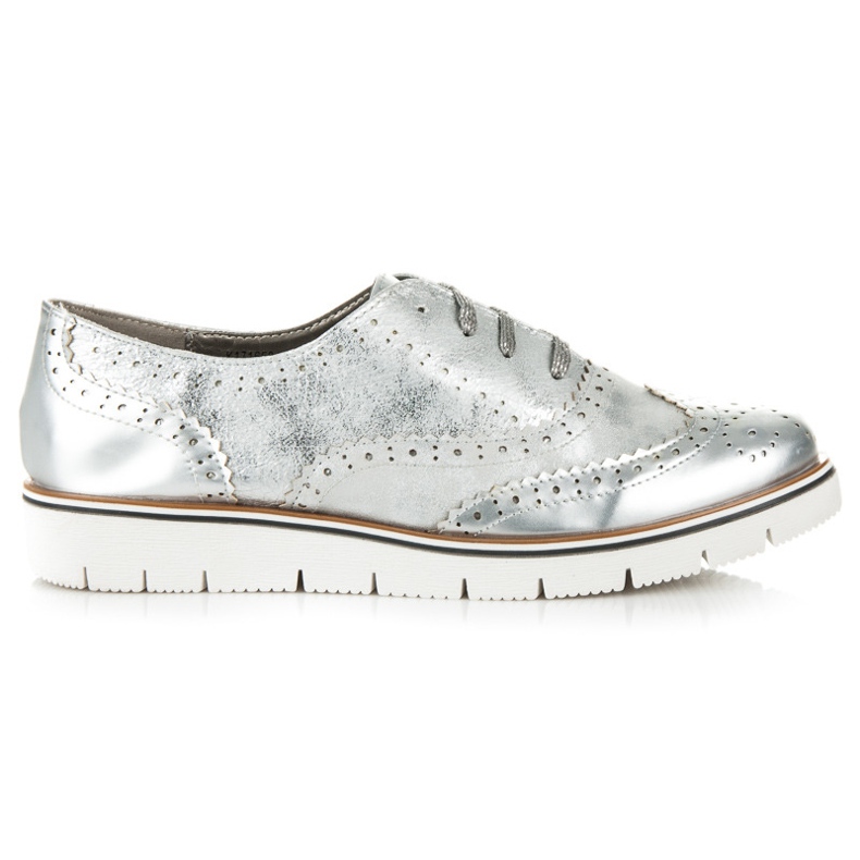 Kylie sapatos prateados com cadarço cinza