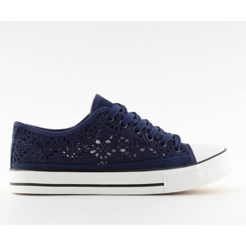 Sneakers de renda azul marinho para mulher NB89P Blue