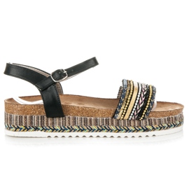 Kylie Sandálias rasas com padrão preto