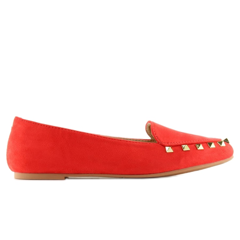 Mocassins de mulher com tachas vermelho 1388 Vermelho