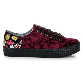Kylie Tênis de veludo Borgonha multicolorido vermelho